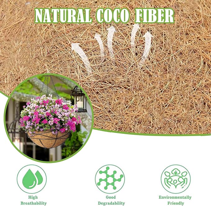 14x100 Inch Coconut Liner Roll for Planters Flower Basket Natural Coco Fiber Liners for Indoor & Outdoor Plants DIY Coir Fibre Mat Sheet for Animal Pet Pad Reptile Carpet Garden Decor KarlliuHOMEGARDEN