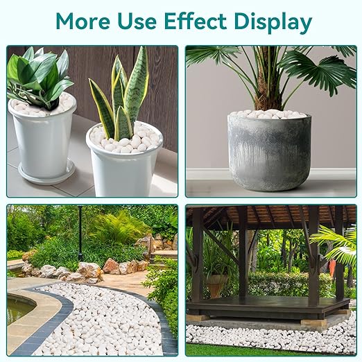 5 lbs White Rocks for Landscaping, 1-2 inch Decorative Rocks for Plants Indoor, Large Polished River Rocks for Garden, Outdoor Landscaping, Walkways, Yard, Plants Pots, Vases, Crafts OutdoorD%C3%A9cor