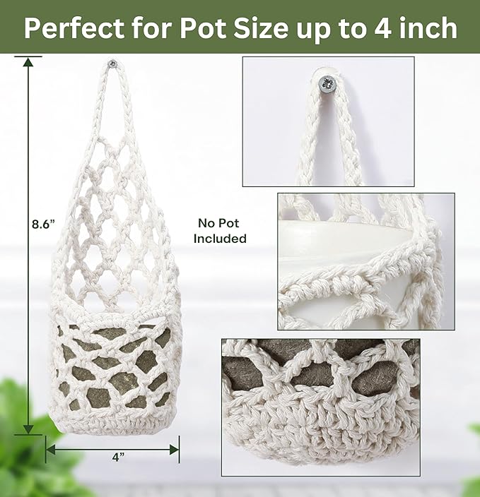 3 Packs Hanging Planters for Indoor Plants up to 4 in., Wall Plant Holder | Plant Hanger Indoor, Wall Planters for Indoor Plants, Hanging Plant (3PK, for 4 inch Pot) Shineloha