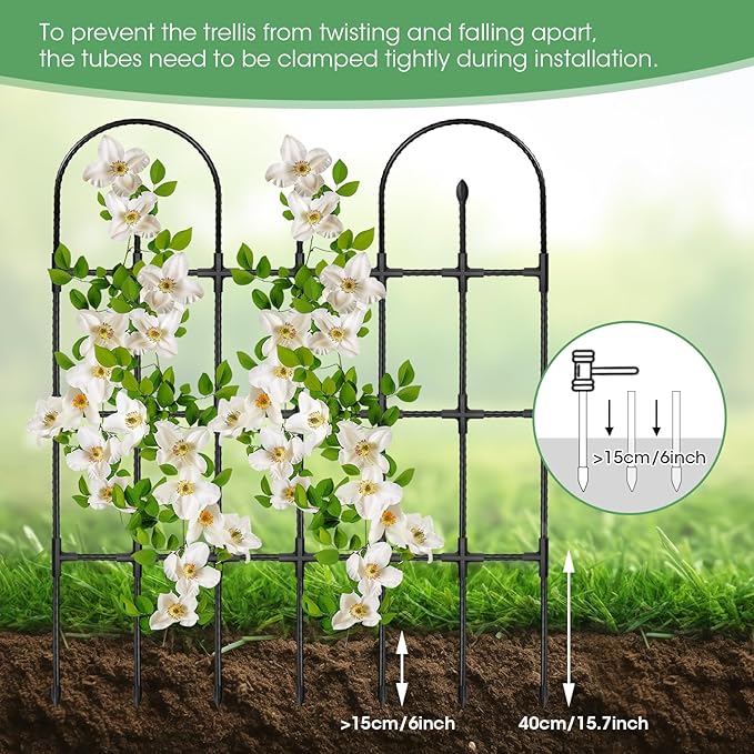 Trellis for Climbing Plants Outdoor,47.2" H Garden Trellis,Rustproof Garden Arch Trellis Cucumber Tomato Support Structure for Raised Bed MQHUAYU