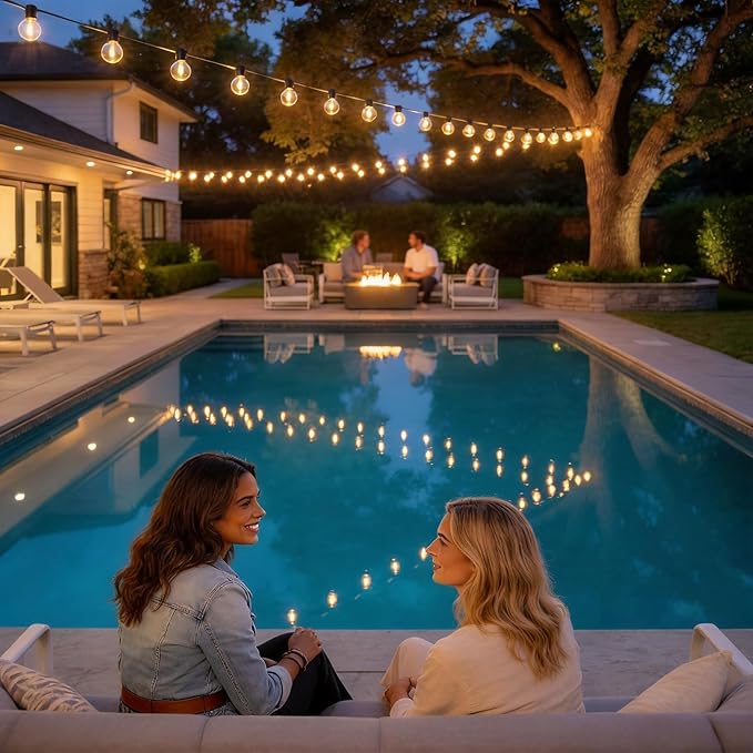 RTTY Dense-Glow Outdoor String Lights 120ft, G40 Led Patio Globe Lights with 62pcs Bulbs,Shatterproof Waterproof Connectable Hanging for Porch Cafe Bistro Backyard Gazebo Balcony Deck Party RTTY