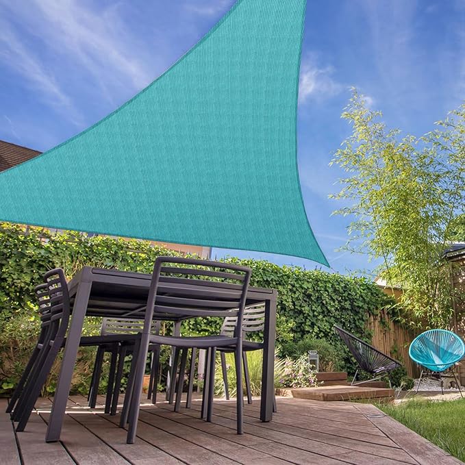 E&K Sunrise 17' x 17' x 17' Sun Shade Sail Triangle Canopy Shade Cover UV Block for Patio Backyard Garden Outdoor (Turquoise) EKSUNRISEINC