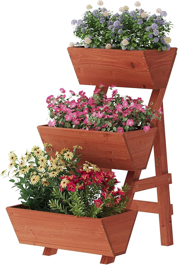 Raised Garden Bed, 3 Tier Small Vertical Garden Planter for Indoor & Outdoor, Raised Planter Box with Legs, Garden Planter Box for Flowers/Vegetables/Plants VIEWCARE