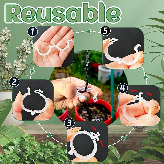 OJYUDD 400 Pcs White Plant Support Garden Clips,Plastic Tomato Vine Clips,Secured Climbing Plant Clip for Flower Vine Grape Twine Orchid OJYUDD