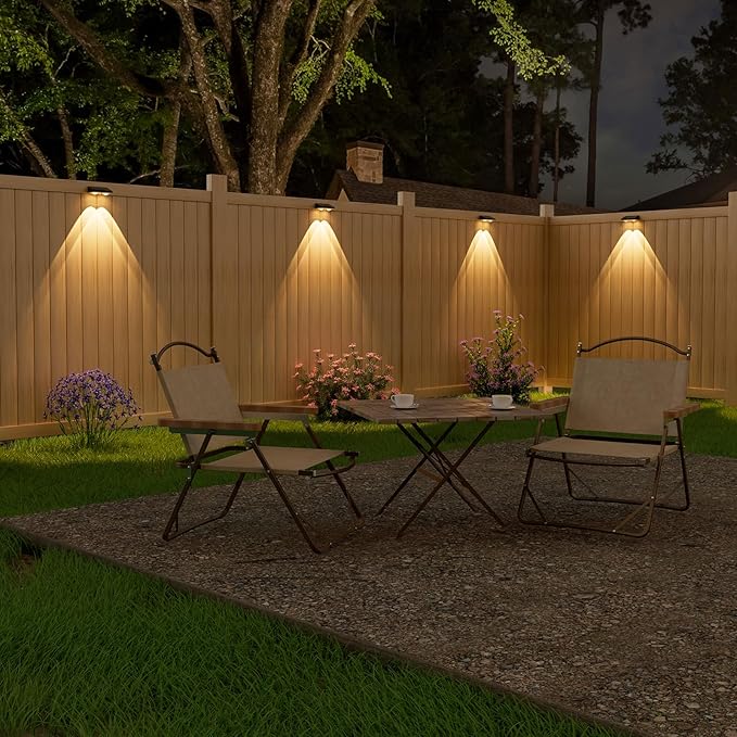 NIORSUN Solar Fence Lights,16 Pack Solars Deck Light,Warm White Color,Outdoor Bulb Waterproof Led IP65,Power Patio Lamp with Lenses for Outside/Backyard/Railing/Yard(Black) NIORSUN