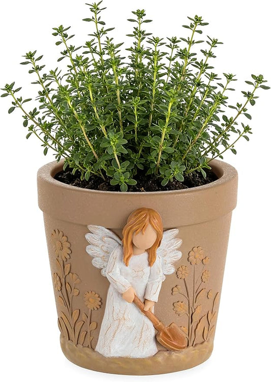 Gardening Gifts for Women: Hand-Painted 3D Art Planter for Plant Lover - Angel Planter Gift for Gardener - Cute Succulents Plant Pot Garden Gift for Master Avid Gardener Grandma Mom Christmas Rootora