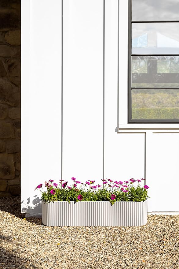 Veradek Demi Series Window Box Planter - Long Planter Box for Windowsill/Balcony | Durable Plastic-Stone Composite Material | Modern Décor for Flowers/Herbs VeradekOutdoor