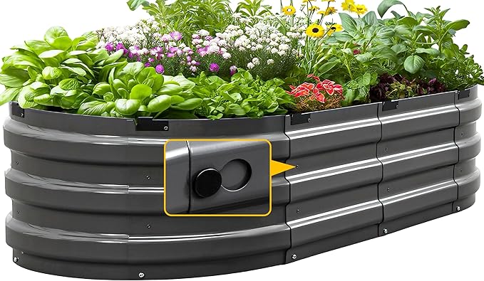 KING BIRD Raised Garden Bed Kit 2026 Upgraded 10-Minute Assembly Galvanized Planter Garden Box Outdoor for Gardening, Vegetables, Flowers, 47x24x12 in, Dark Grey KINGBIRD