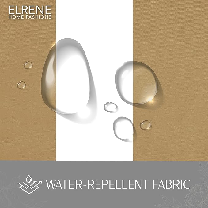 Elrene Home Fashions Highland Stripe Indoor/Outdoor Curtain Panel, 50 inches X 108 inches, Natural ElreneHomeFashions