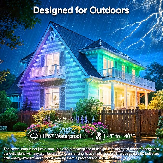 400Ft Permanent Outdoor Lights for House Waterproof, IP67 LED Eave Lights with App/Remote Control, Outdoor Permanent led Lighting for House Roof Decor,Christmas,Party,All Holiday and Daily Rootora