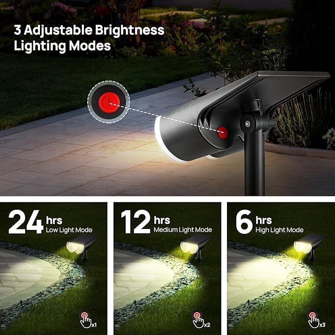 Consciot Solar Spot Lights Outdoor, 16 LEDs IP67 Waterproof, Auto On/Off Solar Landscape Spotlights, 2-in-1 Adjustable Wall Lights for Garden Yard Pathway, 6 Pack (Warm White) Consciot