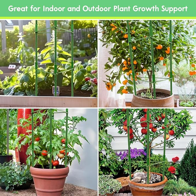 Riare 4 Pack 4 FT Tomato Cages for Garden- 48inches Heavy Duty Tomato Stakes and Supports, Adjustable Tall Tomato Plant Support Trellis for Pots, Raised Garden Bed, Climbing Vegetables Plants Riare