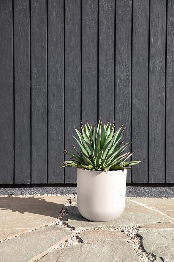 Veradek Mason Series Lima Planter - Round Planter for Indoor or Outdoor Porch/Garden | Made from Plastic-Stone Composite with Drainage Holes | Modern Décor for Succulents, Flowers, Small Plants VeradekOutdoor
