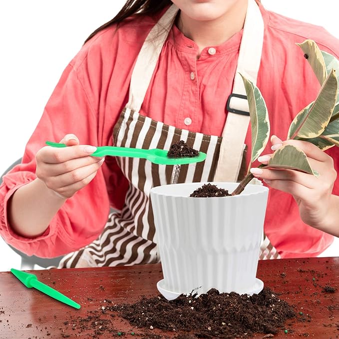 Plant Pots - 6.7 Inch Cylinder Ceramic Planters with Connected Saucer, Pots for Succuelnt and Little Snake Plants, Set of 2, White sietpoek