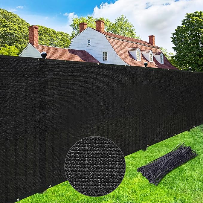 UPGRADE Privacy Screen Fence 4' x 50' Commercial Shade Cover with Brass Grommets Heavy Duty Perfect for Outdoor Back Yard-Black, Customizable UPGRADE