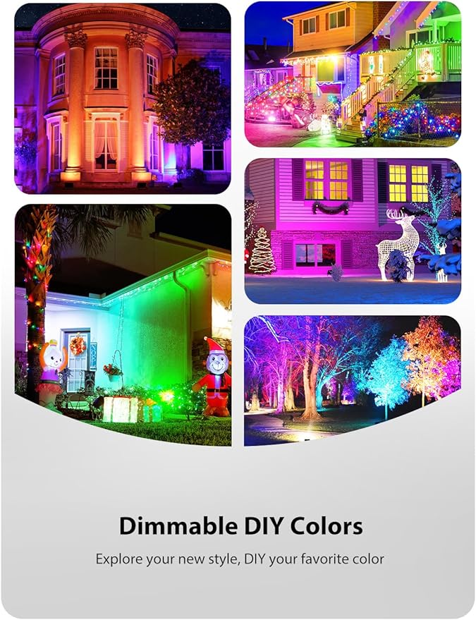 Onforu 2 Pack LED RGBW Flood Lights Outdoor 70W, 2700K Warm White Dimmable Million Color Changing Floodlight Waterproof with Remote, DIY Stage Lights Uplighting Indoor for Party Onforu