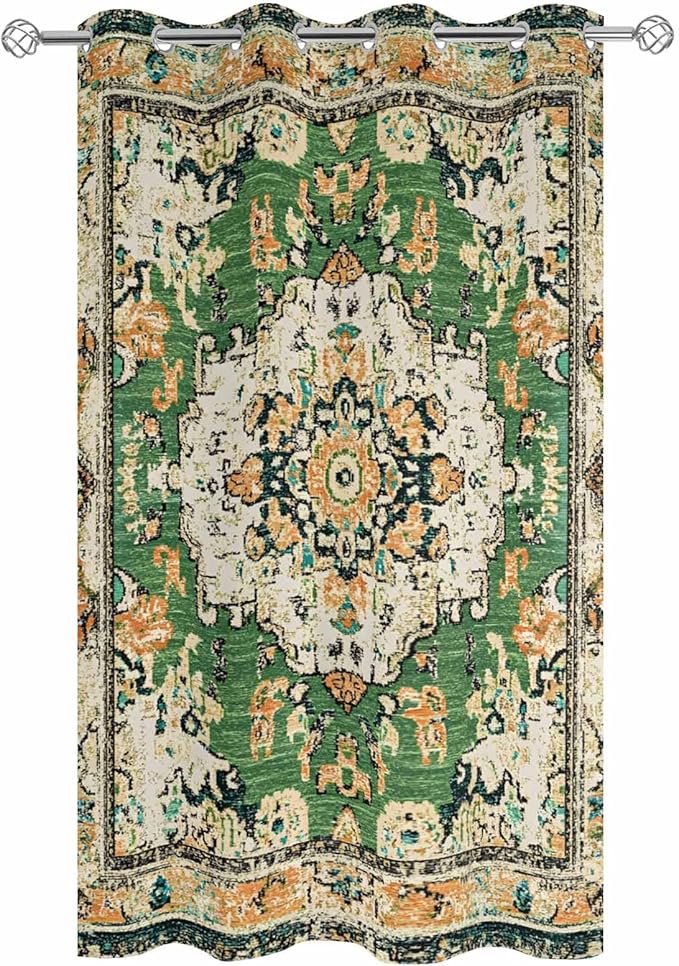 Ombre Green Boho Outdoor Curtains for Patio Waterproof, Grommet Privacy Curtain Drapes Weatherproof Outside Curtains for Porch GazeboPergola Cabana 1 Panel 54x108inch Vintage Ethnic Tribal Geometric Rootora