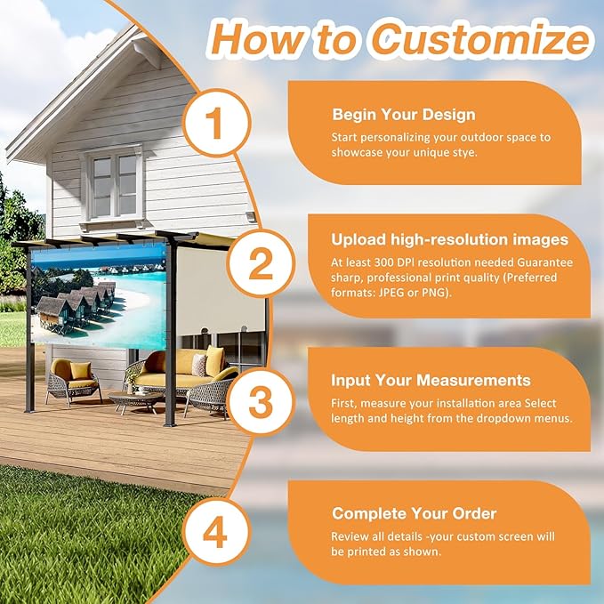 Artpuch Custom Design Backdrop Screen for Gazebo, Full-Color Printed Shade Cloth with UV Protection, PVC Sun Shade Cover for Pergola, Patio, Outdoor, Backyard, Garden, Balcony Artpuch