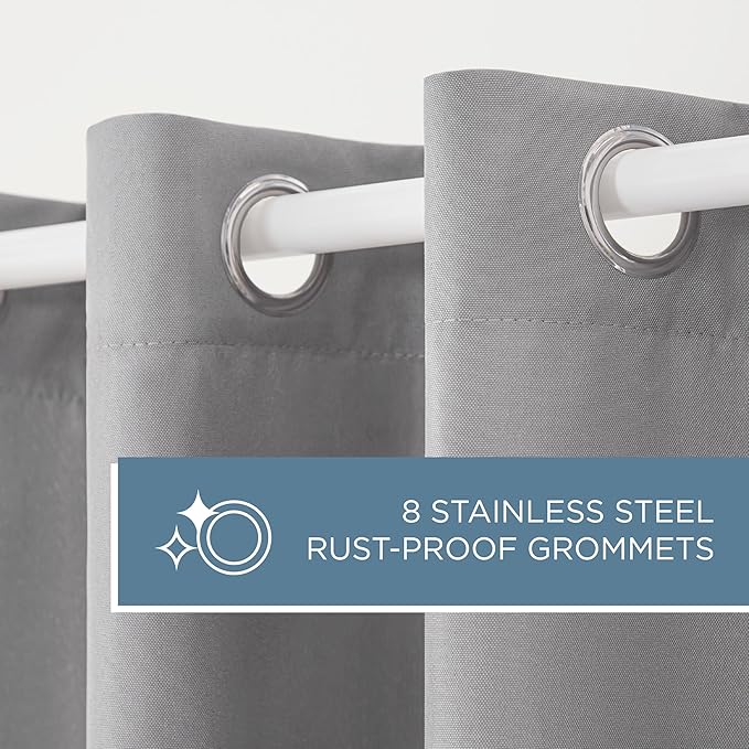 TOWN & COUNTRY BASICS Cabana Solid Heavyweight Indoor Outdoor Curtains, Light Filtering Opacity with Grommet Top, Water Repellent, 2-Pack Set, 54"x96", Medium Grey TOWN+%26+COUNTRY+BASICS