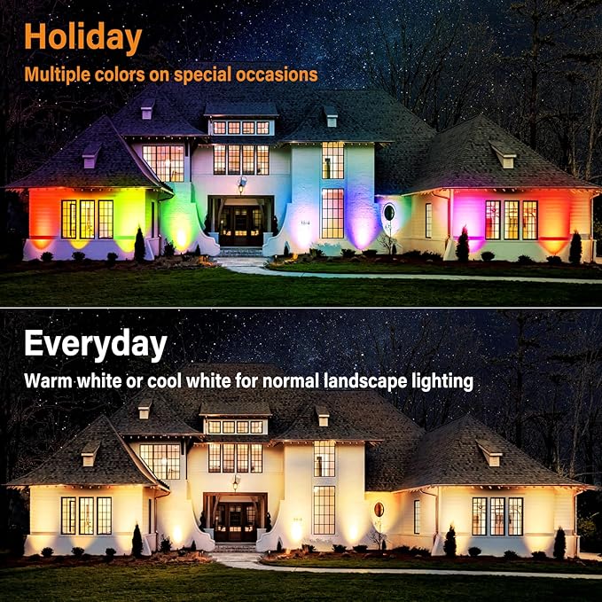 Low Voltage RGBW LED Landscape Lights Spot Lights Outdoor for Yard Garden Decor Spotlight, 12V-24V Low Voltage Landscape Lighting with 16 Color Changing and Remote IP68 Waterproof (10 Pack) Agdjasa