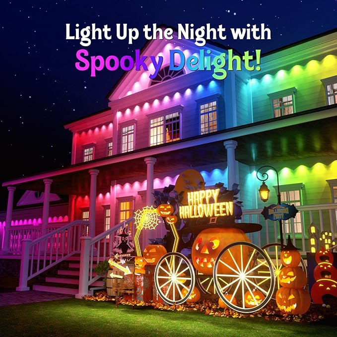Fitop Permanent Outdoor Lights, 100FT RGB LED Eaves Light for Home, IP67 Waterproof Outdoor Strip Light, Extendable, DIY Scene Modes, Music Sync, App/Remote Control Fitop