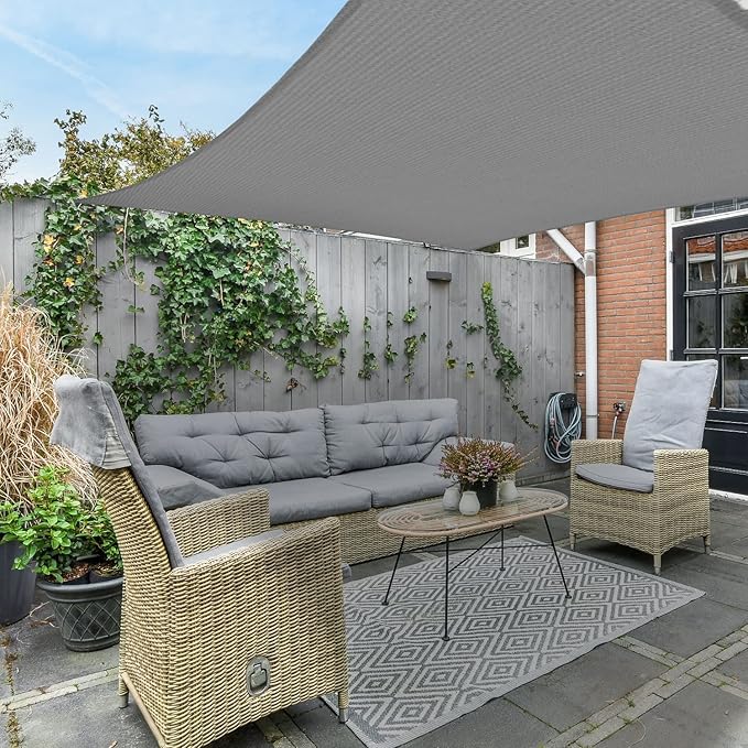 ASTEROUTDOOR Sun Shade Sail Rectangle 16' x 20' UV Block Canopy for Patio Backyard Lawn Garden Outdoor Activities, Gray AsterOutdoor