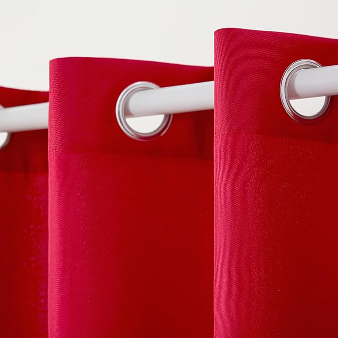 TOWN & COUNTRY BASICS Cabana Solid Heavyweight Indoor Outdoor Curtains, Light Filtering Opacity with Grommet Top, Water Repellent, 2-Pack Set, 54"x84", Radiant Red TOWN+%26+COUNTRY+BASICS