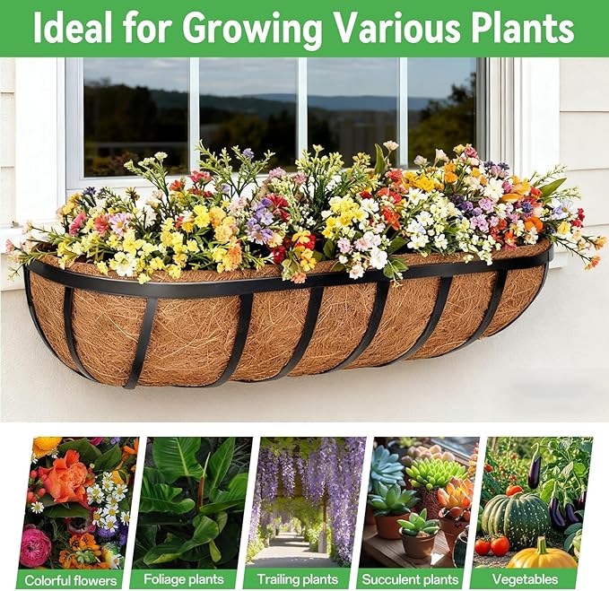 ZeeDix 30 Inch Trough Coconut Liners for Planters - 100% Natural Coconut Coir Fiber Planter Liners Replacement for Window Boxes, Wall Baskets, Deck Flower Boxes, Garden Railing Fence Troughs (2-Pack) ZeeDix