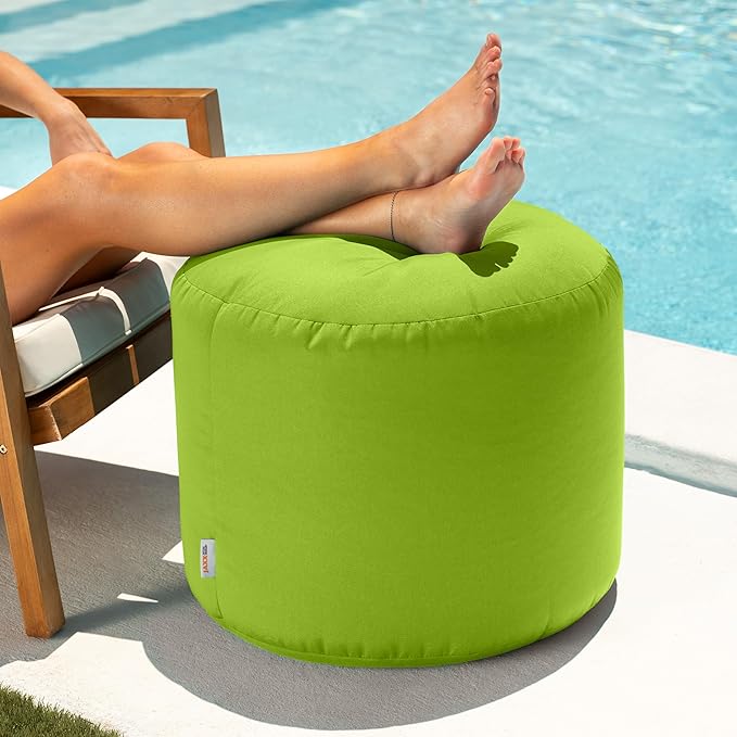 Jaxx Spring Indoor/Outdoor Bean Bag Pouf Ottoman, Lime Jaxx