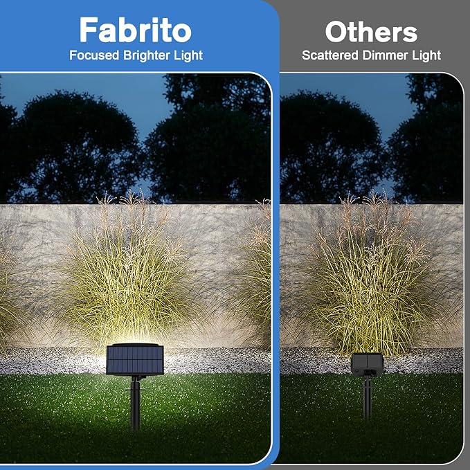 Fabrito Large Solar Spot Lights Outdoor 6 Pack, 1000 Lumens High Brightness, IP65 Waterproof Solar Spotlight with 136 LEDs, Dusk to Dawn Solar Landscape Lights for Yard, Garden, Pathway, Plants(White) Fabrito