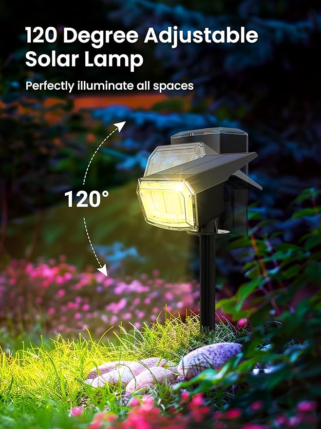 Color Changing Solar Spot Lights Outdoor, 9 Lighting Modes Colored Solar Lights Outdoor RGB, Color Light Waterproof IP65, Landscape Spotlights for Halloween Christmas Decorations AUDERWIN