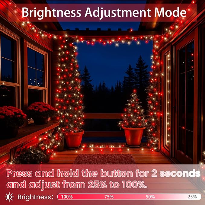 Upgraded Connectable 200 LED String Lights Indoor Outdoor, 66FT Red and White Christmas Lights Waterproof, 13 Modes Twinkle Fairy Lights Plug in Clear Wire for Christmas Tree, Bedroom, Classroom Decor SANJICHA