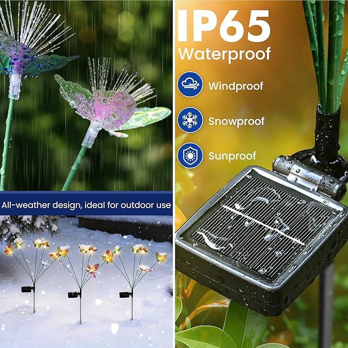 Solar Garden Lights,Swaying Butterfly Lights Outdoor Decorative,4pack Warm White LED Solar Lights for Outside Yard,Lawn,Patio,Pathway Decoration Gardening Gifts Suncket