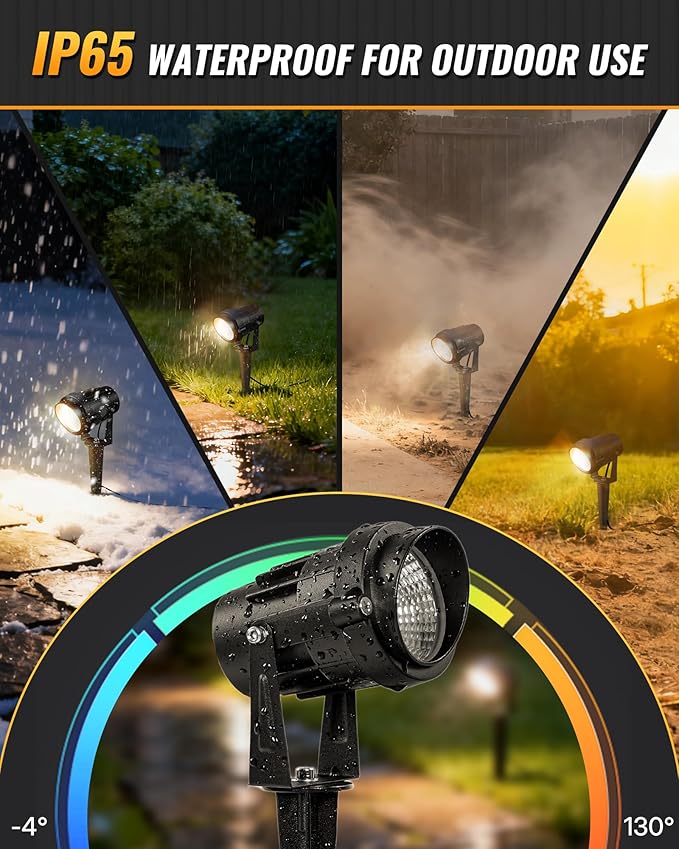 6W 700LM Low Voltage Landscape Lighting, 12V AC/DC 3000K Warm White LED Low Voltage Landscape Lights, IP65 Waterproof Outdoor Spotlights with Connectors for Garden Tree Yard 6 Pack W01SLP606 Wilawels