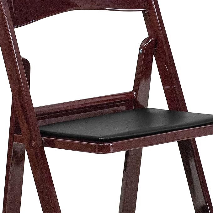 Flash Furniture Hercules Series Folding Chairs for Weddings and Formal Events, Stackable Commercial Event Seats with 1,000-lb. Static Weight Capacity, Set of 4, Red Mahogany FlashFurniture