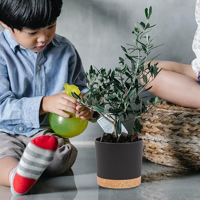 QCQHDU 5 inch Plant Pot, 2 Pack Planters for Indoor Plants with Drainage Holes & Saucer, Outdoor Flower Pots Home Garden Modern Decor QCQHDU
