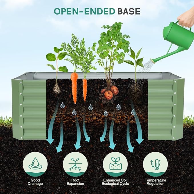 Galvanized Raised Garden Bed - 4x2x1.4ft (2Packs) Metal Garden Planter Box Outdoor | Steel Raised Bed Kit with Bracing Rods, Gloves for Gardening Vegetables Fruits and Flowers BIRDSINYARD