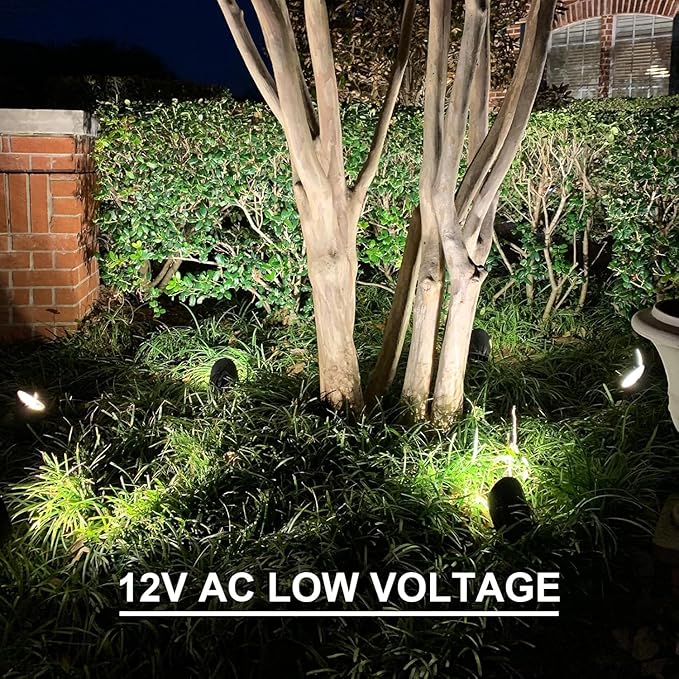 GOODSMANN Landscape Lighting 2PK Landscape Floodlights Spotlights 3W LED 200 Lumen with Replaceable LED Bulbs 12V AC with Metal Stakes Cable Connectors GOODSMANN