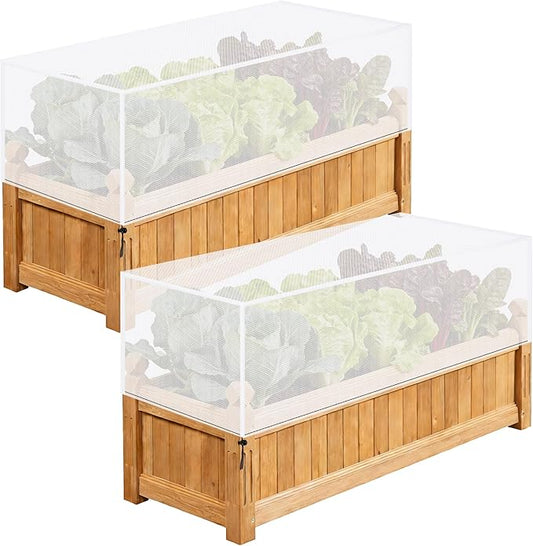 2 Pack Garden Netting for Raised Beds, 37.4" x 19.6" x 19.6" Garden Bed Insect Bird Netting Cover, Raised Garden Bed Plant Cover Mesh Pest Barrier Screen for Protecting Vegetables Fruits Flowers PurpleStar