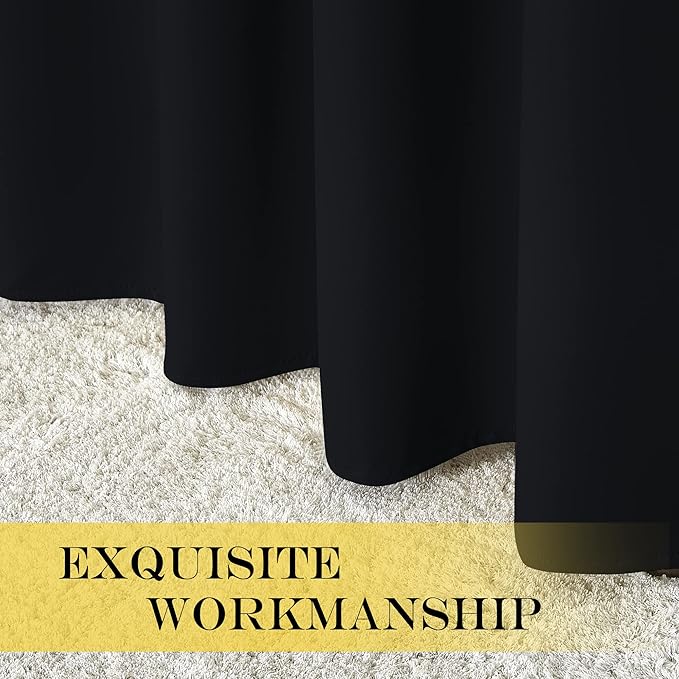 NICETOWN Black Curtain Drape for Bedroom - Light Reducing Thermal Insulated Solid Grommet Blackout Window Curtain for Home Office/Farmhouse (1 Piece, W66 x L66, Black) NICETOWN