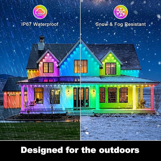 500FT Permanent Outdoor Lights Waterproof with Smart App Control Remote,DIY Scene Modes,Music Sync hronization,Eaves Lights for Garden Decor,Deck,Christmas RCUICA