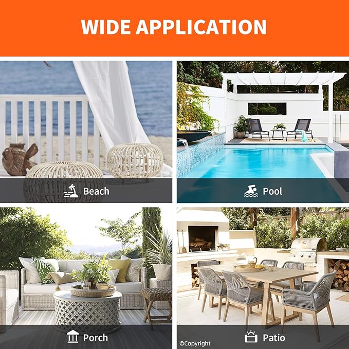 Waterproof Outdoor Curtain W84 x L120 - Grommet Top Sunlight Blocking Window Treatment Drapes Blackout Curtains for Home Bedroom Living Room Patio Pergola Cabana Gazebo (Orange, 2 Panels) DivaenCamino