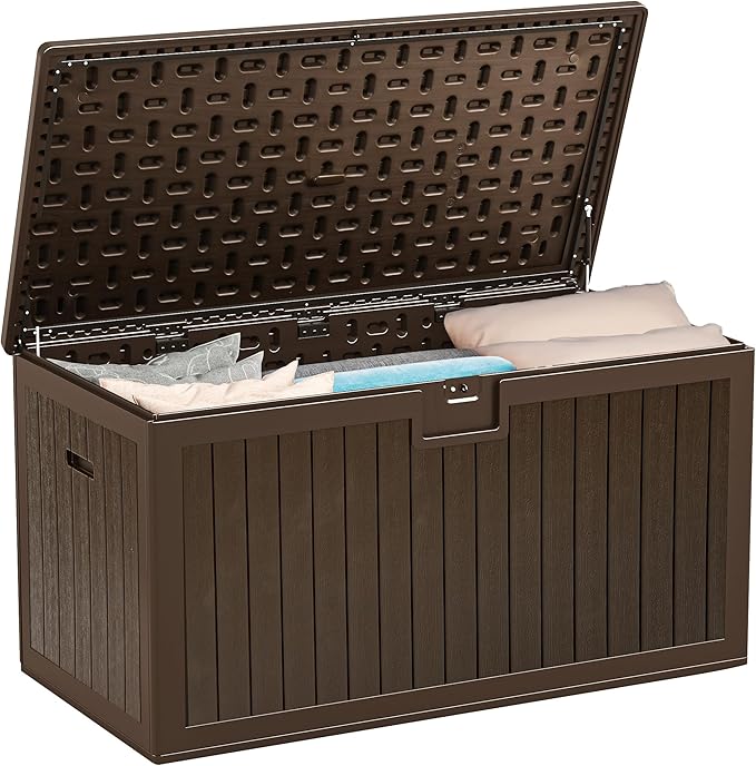 YITAHOME 150 Gallon Large Deck Box with Side Handles, Outdoor Double-Wall Storage for Patio Furniture Cushions, Garden Pool Accessories, Waterproof & Lockable YITAHOME