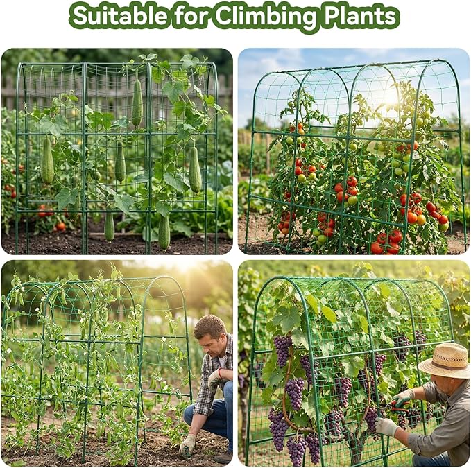 2 Pack Cucumber Trellis for Raised Bed, U-Shape Garden Trellis for Climbing Plants Outdoor, Metal Arch Trellis for Vegetables, Plant Support for Tomato, Bean, Pea TOCCYARD