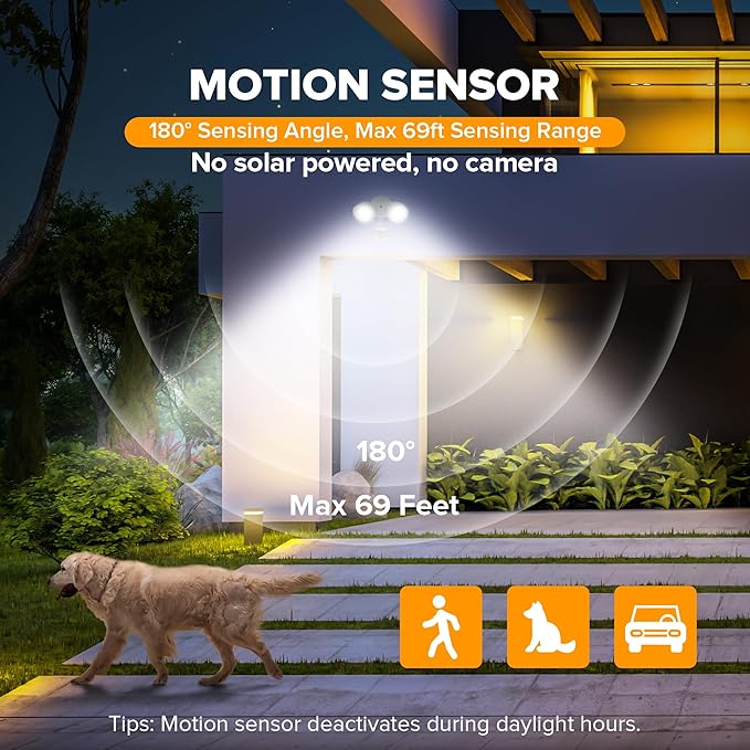 LUTEC 32W 3500 Lumen LED Security Lights Motion Sensor Light Outdoor, 5000K Daylight, IP65 Waterproof, Dusk to Dawn, Motion Detector Flood Light for Garage, Yard, Porch-White LUTEC