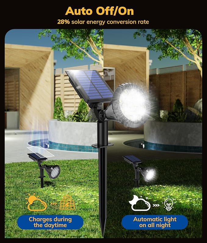 Solar Spot Lights for Outside, 21 LED Outdoor Solar Lights for Yard, 4 Pack Solar Spotlights Waterproof Auto On/Off for Landscape, Wall, Garden, Pool, Tree, Pathway and Driveway(White) NBKLS
