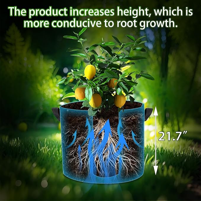 3-Pack 15 Gallon Plant Grow Bags, Thickened Nonwoven Fabric Pots with Handles,Sturdy Garden Planters Aeration Gardening Container to for Plants, Vegetables, and Flowers FVOTNW
