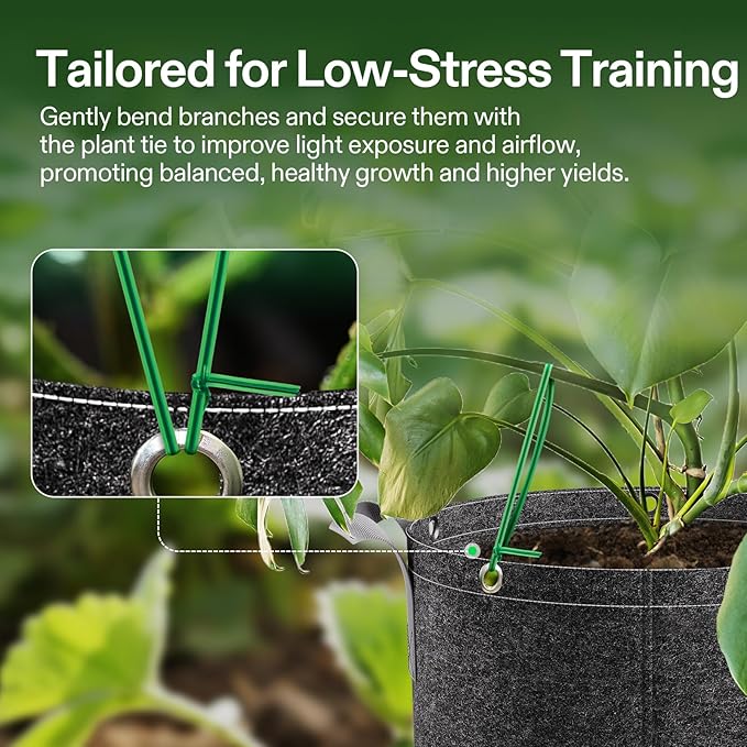 VIVOSUN Twist Ties, 328 ft (100m) PE-Coated Green Plant Ties with Cutter, Reusable & Flexible Tomate Ties for Plant Support, Indoor Outdoor Gardening, Cable Management, Home Office Organization VIVOSUN