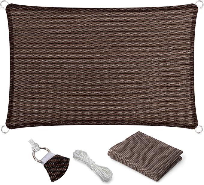 Eden's Decor Straight Flat-Edged Sun Shade Sail Rectangular 4' x 20' Brown UV-Blocking Outdoor Canopy Fabric Cloth Awning for Pergola Patio Garden Backyard Custom Size EdensDecorInc