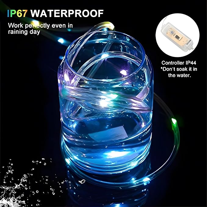 ANJAYLIA 66ft 200 LED Rope Lights Outdoor, Waterproof 16 Colors Changing String Lights Plug in with Remote Control Indoor Twinkle Fairy Lights for Bedroom Garden Party Halloween Christmas Decorations ANJAYLIA